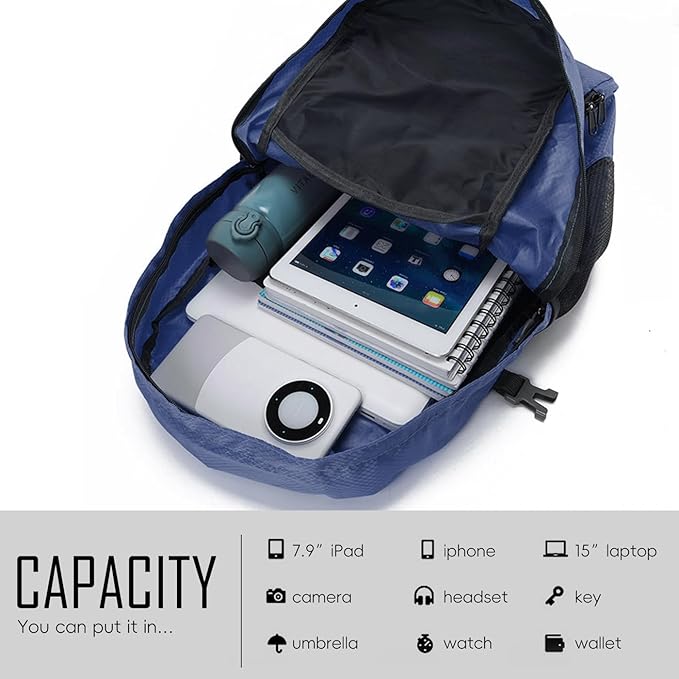 Yaopeing Lightweight Backpack,25L Foldable Hiking Packable,Water Resistant Travel Outdoor Shoulder Bag for Woman Men,Blue