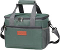 iknoe Large Foldable Cooler Bag, 8.5L Insulated Lunch Bag, Leakproof Lunch Cooler Tote with Multi-Bag Design Suitable for Beach, Picnic and Office Use, Grayish Green 15-Can