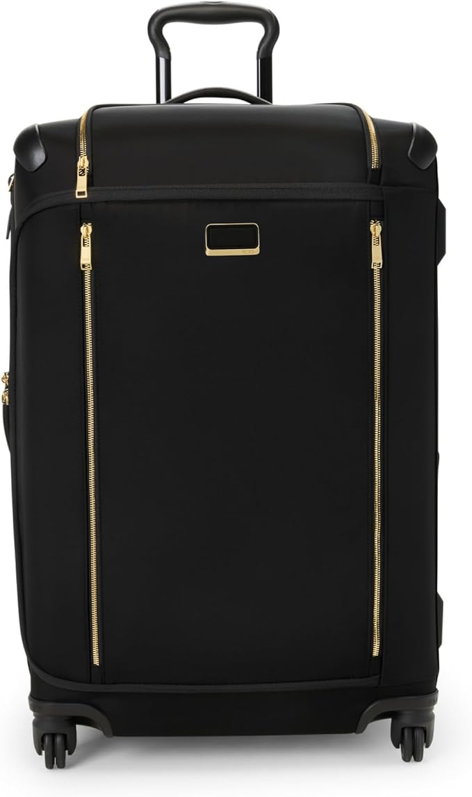 TUMI - Voyageur Leger 4 Wheeled Luggage - Women's Lightweight and Spacious, Sleek Silhouette, Durable Premium Suitcase - 26" Short Trip Expandable Packing Case, Black with Gold Hardware