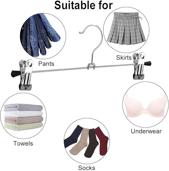 NORTHERN BROTHERS Pants Hangers 50 Pack, Skirt Hangers with Clips Shorts Hanger Closet Heavy Duty Clothes Hangers for Trousers Shirt Jeans Slim Hangers for Women Men