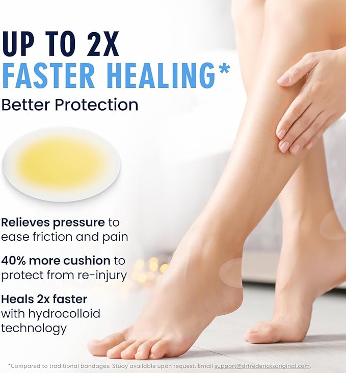 Dr. Frederick's Original Better Blister Bandages - 10 ct - Water-Resistant - 40% More Cushioning - Hydrocolloid Pads for Foot & Heel Protection & Recovery - Blister Relief Pads - Heel Pack