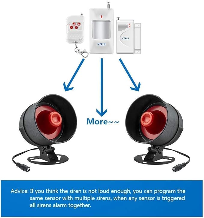 KERUI Home Security System Indoor Outdoor Weather-Proof Siren Window Door Sensors Motion Sensor Alarm with Remote Control More DIY, Wireless House Hotel Garage Shop Burglar Door Alarm, NO WIFI/GSM/APP