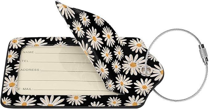 Set of 2 Luggage Tag for Suitcases Tie dye PU Leather Luggage Tag with Full Back Privacy Name ID Card Fun Laggage Tags