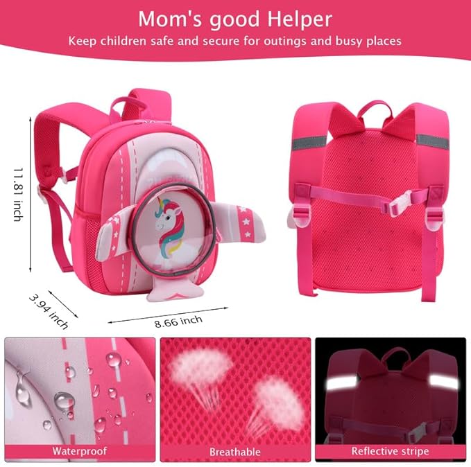 Padgene Toddler Backpacks Kids Preschool Backpack Waterproof Neoprene Animal Schoolbag Lunch backpack 3D Cartoon Dinasour Mini Travel Bag for Boys Girls Ages 3-5