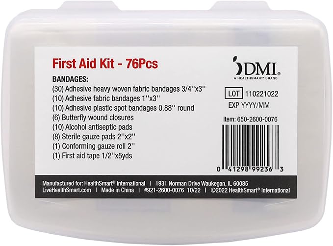 DMI 76-Piece First Aid Kit and TUMS 12 Count Smoothies Extra Strength 750mg Calcium Carbonate Antacid Chewable Tablets Bundle