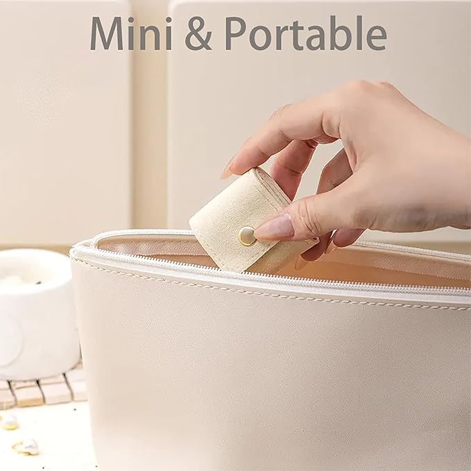 Mini Travel Jewelry Bag - Small Foldable Jewelry Case & Organizer Pouch with Snap Closure, Soft Fabric for Tangle-Free Necklaces Rings Earrings, Portable Storage Holder for Women Gift (Pink x 1)