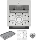 Small Kitchen Sink,13x15 Inch Bar Sink Stainless Steel Drop In Small Kitchen Sink Ideal Choice For Small Space Nice As Toprmount Prep Sink,RV Kitchen Sink With Bottom Grid,Soap Mat And Drain Assembly