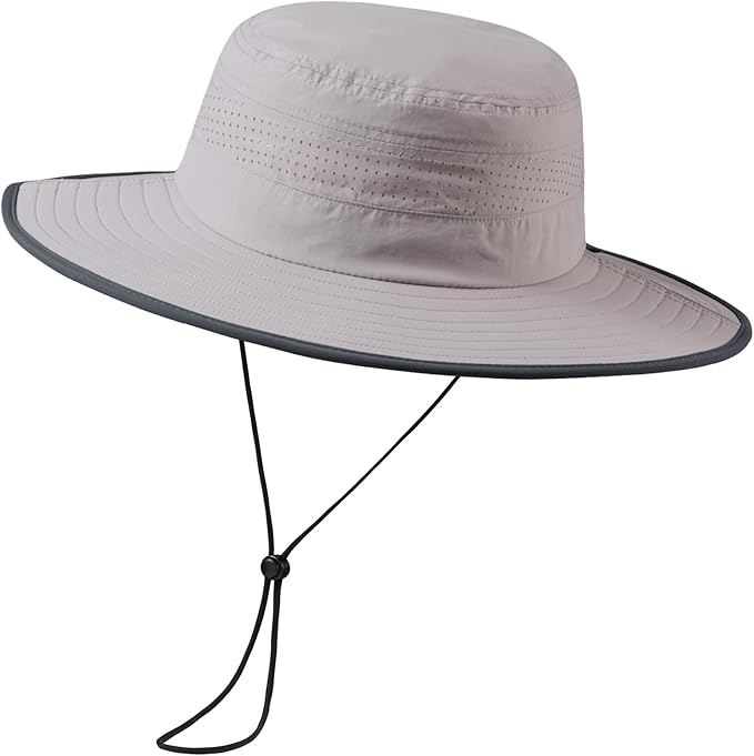 UPF 50+ Foldable Brim Water-Resistant Sun Bucket Hat with Laser Perforated Mesh Adjustable for Men Women Outdoor