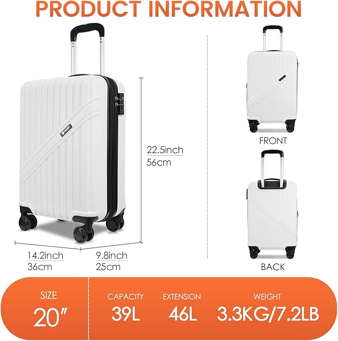 GinzaTravel Luggage Sets 3-Piece Expandable Suitcases with Wheels PC+ABS Durable Hardside Luggage sets TSA lock