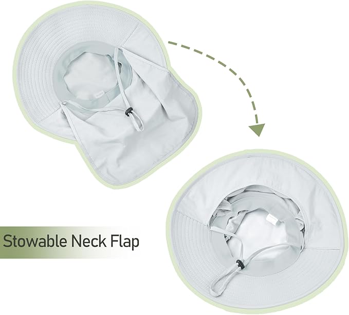 Fishing Hat Breathable Wide Brim Sun Hats with Neck Flap Bucket Hat Outdoor Safari Hat for Men Women UPF 50+ Sun Protection