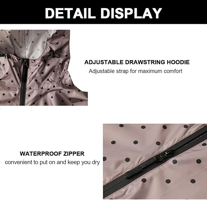 Rain Poncho Jacket Coat Hooded Zipper Style for Women/Men/Adult with Pocket
