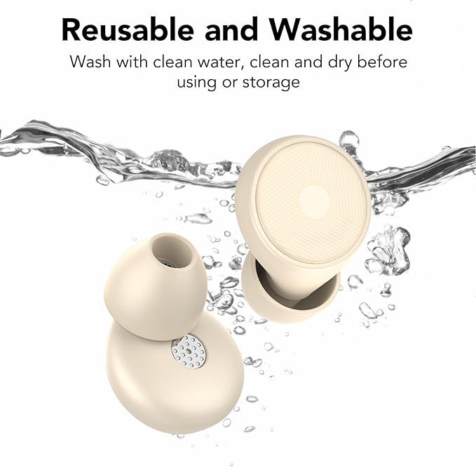 Ear Plugs for Sleeping Noise Cancelling -45dB, Soft and Reusable Silicone Hearing Protection Earplugs with 8 Eartips and Carrying Case, for Sleeping, Concert, Working, Studying, Traveling (Off White)
