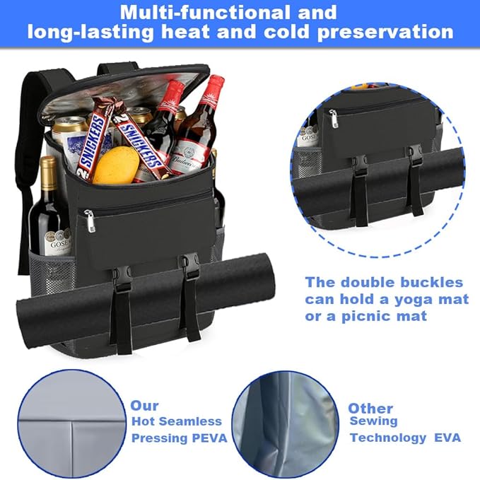 Cooler Backpack, 30 Cans Backpack Coolers Insulated Leak Proof for Men Women, Ice Chest Beach Cooler Bag, Portable Lunch Backpack for Camping Hiking Picnic Travel