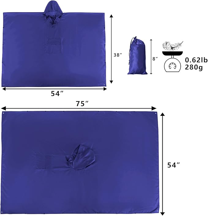 salamra Hooded Rain Poncho Waterproof Raincoat Jacket for Men/Women/Adults with Pocket