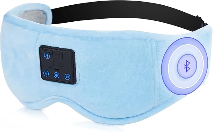 Sleep Mask with Bluetooth Headphones 3D Contour Sleeping Headphones 5.4 Wireless Bluetooth, Ultra-Thin Stereo Speakers Blackout Eye Masks for Men Women Travel Sleep