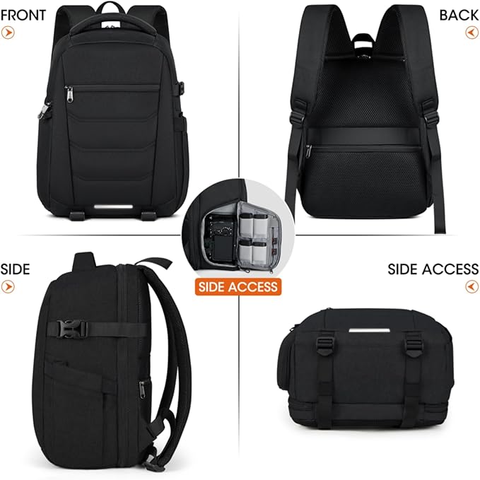 SDYSM Camera Bag Backpack Professional for DSLR SLR Mirrorless Camera Waterproof Laptop Back Pack 15.6 Inch with Rain Cover Anti Theft Travel Case Large Capacity Photography Backpack Black