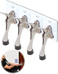 Door Stopper with Adhesive Bracket Stickers, No Drilling or Tools Needed, Available for All Doors, Door Holder, Heavy Door Stop, KickDown Door Stoppers by HASHI (Satin Nickel/Bracket 4pack)