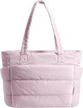BAGSMART Tote Bag for Women, Lightweight Puffy Tote Bag with Compartments Shoulder Bag Handbag for Travel, Work, Gym,