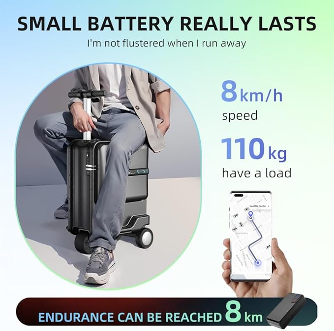 Airwheel 20 Inch Smart Rideable Suitcase Electric Luggage Scooter Carry On Luggage (black)