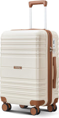 Luggage Sets with spinner wheels, PC+ABS Hard Shell Travel Luggage,Lightweight Carry-on suitcases with TSA Lock,YKK Zippers (Beige, 20 Inch)