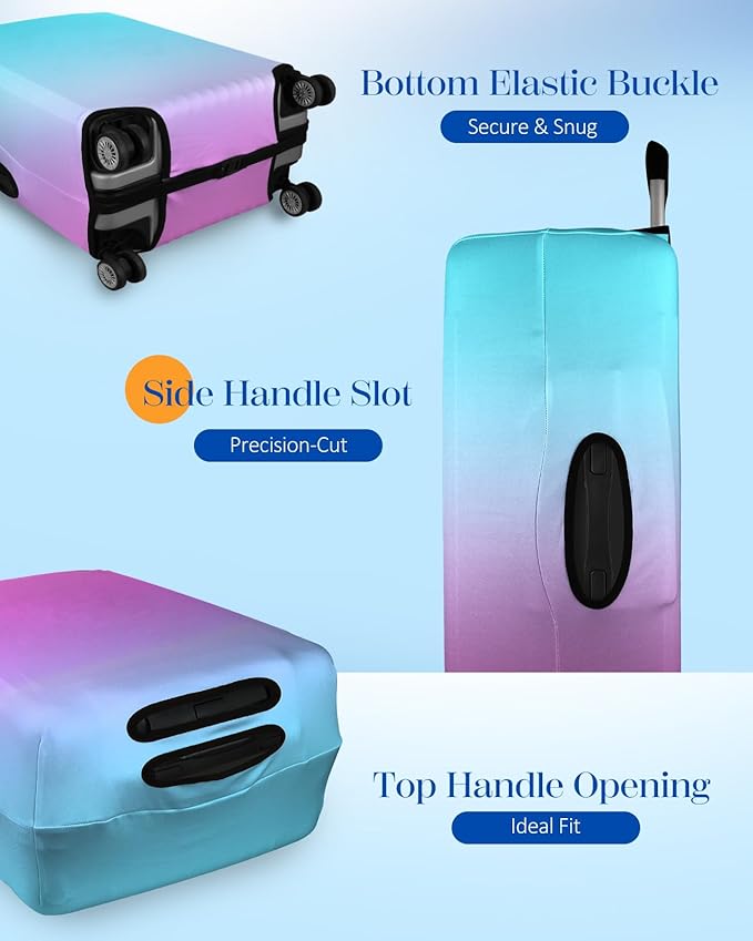 Slohif Luggage Cover for Suitcase Tsa Approved Protector - Luggage Sleeve Large Suit Case Cover Travel Stretch Baggage Case Protective Washable Fit 28-30 Inch Blue Rose Gradient L