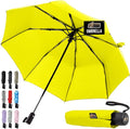 GORILLA GRIP Strong Stick Umbrella for Rain, Compact Travel One-Click Automatic Open Close, Lightweight, Portable, US Designed Reinforced Fiberglass Ribs, Wind Resistant, Easy Collapse, Yellow