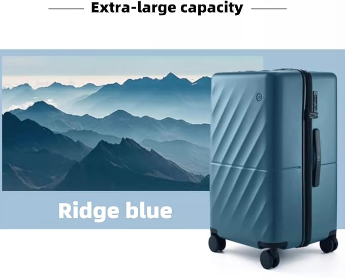 Trunk Luggage 24 Inch, Medium Checked Luggage with Double Spinner Wheels, Anti-Burst Zipper, Hard Case PC Suitcase, Lightweight Travel Luggage, TSA Approved (Topaz Blue, Hudson)