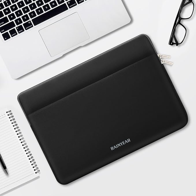 RAINYEAR Laptop Sleeve Case 13.3 Inch, Protective Portable Case with Front Pocket, Briefcase Handbag Laptop Bag Compatible with MacBook Air/Pro 13-13.3 inch, MacBook Pro 14 inch, Black