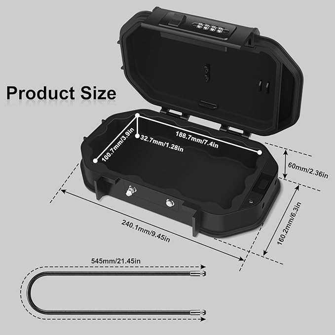 Portable Safe Box, Travel Safe Lock Box with Code, 4 Digit Combination Lock Waterproof Anti-Theft Lock Box with Removable Chain, Portable Lockbox for Beach Outdoor Dorm Hotel Home Car