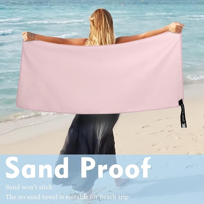 Microfiber Travel Towel, Soft Lightweight Quick Dry Towel, Super Absorbent Compact Travel & Sports & Beach Towels for Camping, Backpack, Gym, Swimming, Yoga, Hiking (M:20"×40" -Pink)