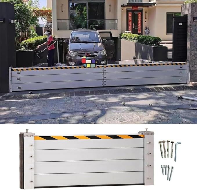 Reusable Flood Barrier, 3/4/5/6/7/8/9/10/11/12/13ft Long Heavy Duty Aluminum Water Barrier Shield for Sliding Glass Door/Driveway/Home Doorway, Removable Stopper Shield with Rubber(H 2.6ft