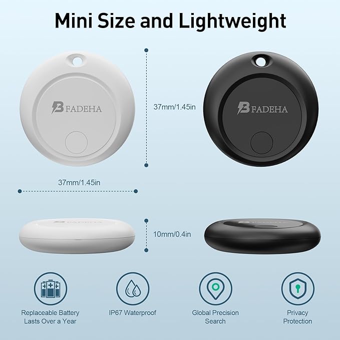 2025 [Apple MFi Certified] (iOS Only) Bluetooth Tracker Smart Finder for Apple Find My, iPhone Card Wallet Finder GPS Tracker, 5-10 Years Battery, Keys Finder and Item Locator for Keys, Bags, Passport
