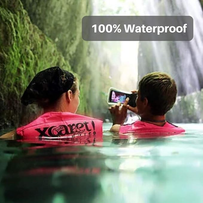 AquaVault 100% Waterproof Floating Smart Phone Case & Money Pouch - Fits All Phones - Made from Premium Heavy Duty PVC for Added Drop Protection - Includes Adjustable Neck Strap. Pink