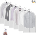 Garment Bags for Hanging Clothes, Clear Plastic Closet Storage Covers with Cedar Balls, 24" x 40", 6 Pack