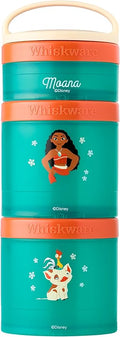 Whiskware Disney Princess Moana, Stackable Snack Containers for Kids, 3 Stackable Snack Cups for School or Travel, Formula and Cupholder Friendly, Moana and Pua