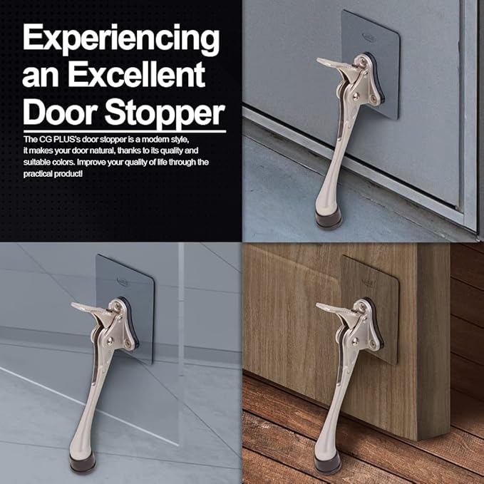 One-Touch Doorstop Adhesive Bracket (Satin Nickel, 6inch x 2pack)