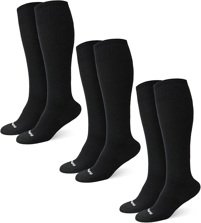 HAPIU Merino Wool Soft Compression Socks for Women & Men, 15-20 mmHg, Plus Size Knee High Stocking for Nurses, Pregnancy, Travel, Flight, Medias de Compresión Mujer