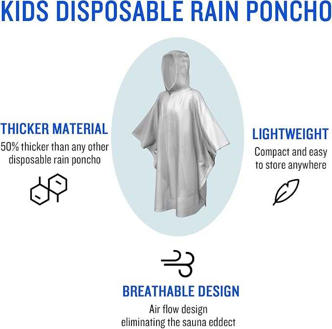 SaphiRose Disposable Rain Ponchos Emergency Clear Poncho