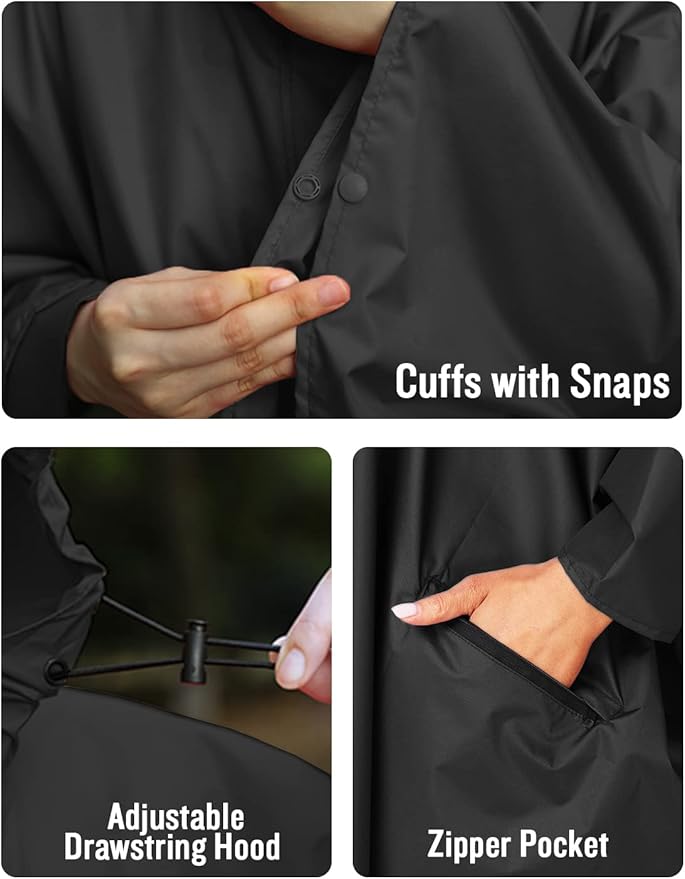 SaphiRose Unisex Rain Poncho Hooded Waterproof Raincoat for Adults Women