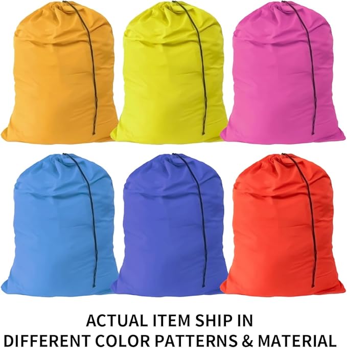 Extra Large Laundry Bag 6 Pack, Varied Colors, Travel Laundry Bags with Drawstring Closure, 30"x40", for college, dorm and apartment dwellers (6PCS)