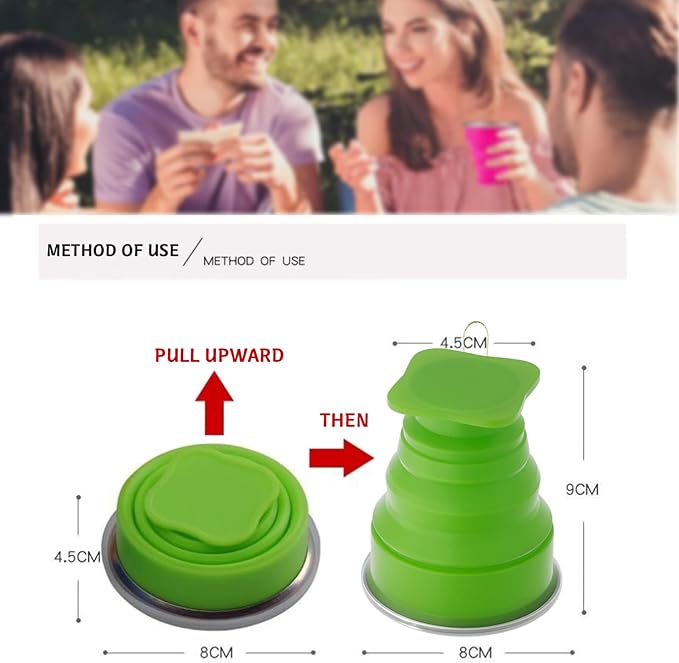 Collapsible Cup- Silicone Foldable Cups Expandable Folding DrinkingCup -Reusable Portable Mugs-Cup For Travel, Camping, Hiking, Survival, Car, Picnic, Beach, Holiday Vacation, Outdoor Sports Rose