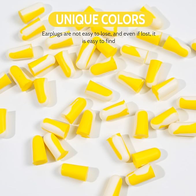 LYSIAN Ultra Soft Foam Earplugs Sleep 5 Pairs, 38dB Noise Reduction Ear Plugs for Sleeping, Snoring,Travel and Gun Shooting Range (Yellow/White)