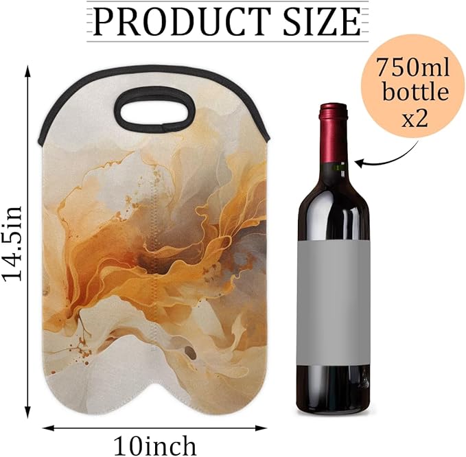 Wine Carrier Tote Personalized Bag for 2 Bottles - Neoprene Wine Bottle Holder with Carry Handle, Wine Protective Bag Insulated Bag Beer Cans Water Bottle Holder for Travel Picnic,Style8