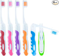 Lingito Travel Folding Toothbrush, Camping Toothbrush Bulk, Medium Bristle (6 Pack Medium-Multicolor)