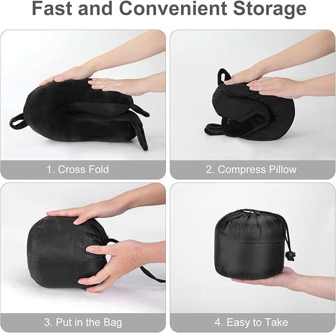 Travel Pillow, Best Memory Foam Neck Pillow Head Support Soft Pillow for Sleeping Rest, Airplane Car & Home Use (Black5)