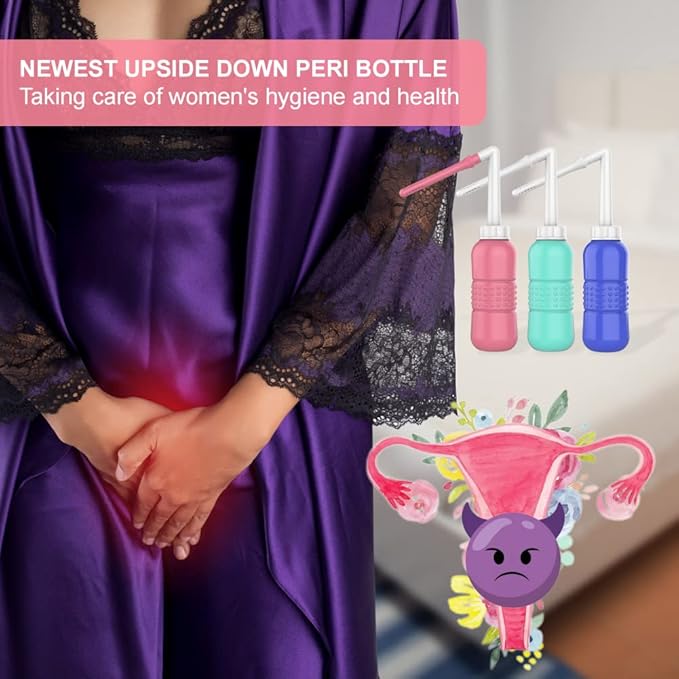 2PCS Vaginal Irrigation Intimate Wash for Women,Portable Bidet Travel Bidets ,Peri Bottle for Postpartum Care (Pink+Green)