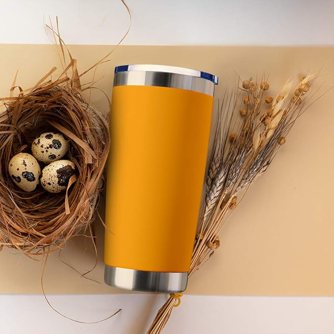 20oz Tumbler Bulk Stainless Steel Vacuum Insulated Tumblers with Lid Double Wall Travel Mug, Durable Powder Coated Coffee Cup, Suitable for Ice Drinks and Hot Beverage (Orange 6pack)