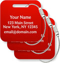 Custom Metal Luggage Tags (3 or 6 Pack) - Personalized Unique Suitcase & Backpack Travel, Durable, Waterproof & Heavy Duty (Red)