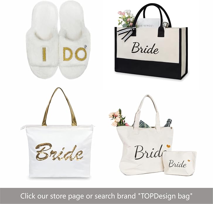 TOPDesign Canvas Tote Bag, Bridal Shower Gifts for Bride, Wedding Bachelorette Bride Gifts Shoulder Bag