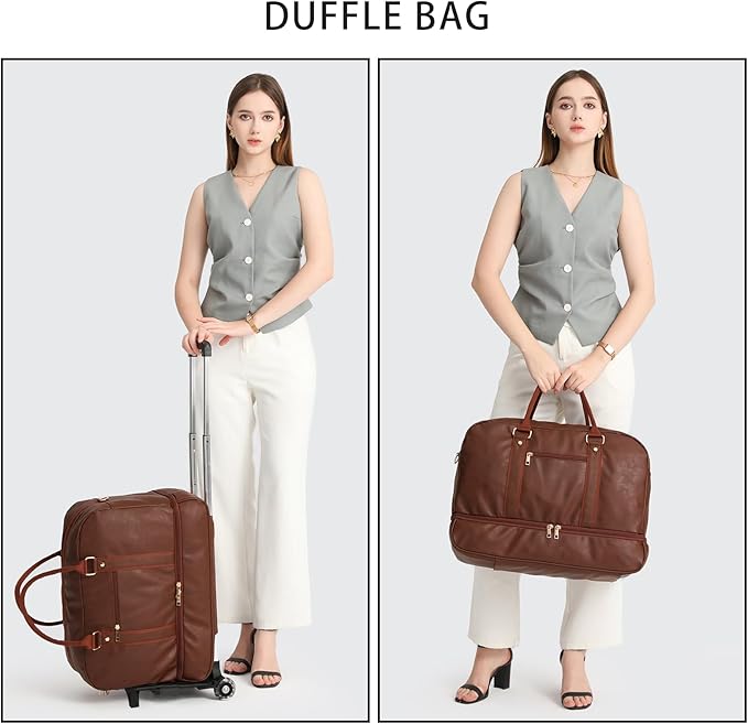 seyfocnia Rolling Duffle with Wheels, Duffle Bag for Travel Women Carry On Luggage Wheeled Overnight Weekender Bag Men